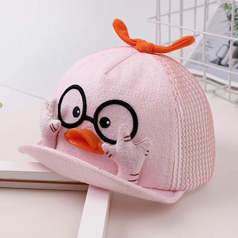 Ducky Cartoon Sun Hats Unisex Clothing Baby Boujee Pink + Mesh 