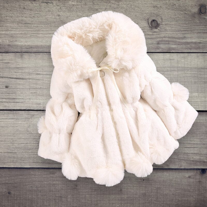 Plush Fur Coat Girls Clothing Baby Boujee Ivory 12-18M 
