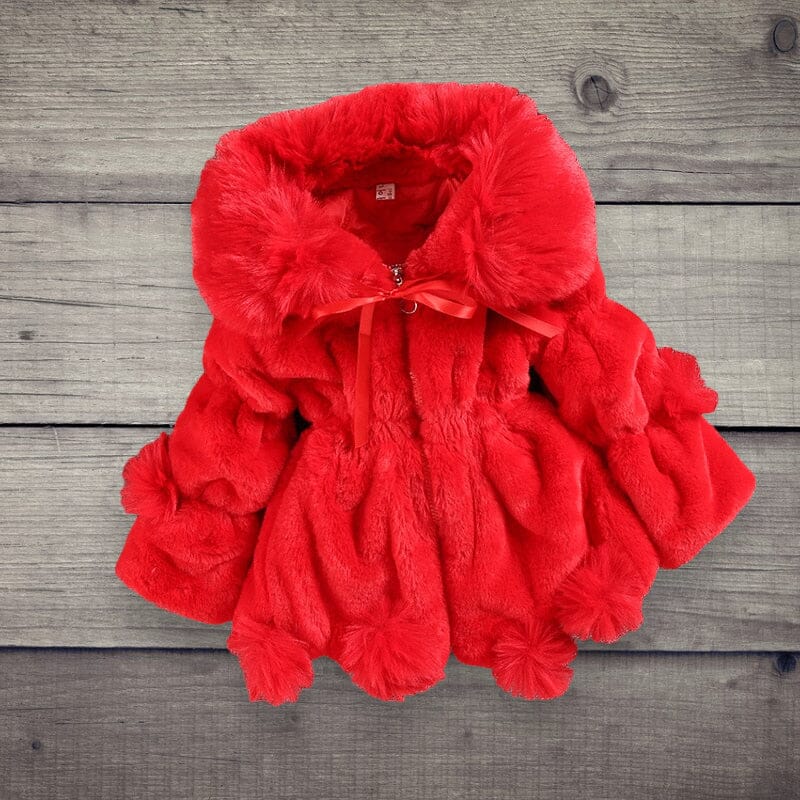 Plush Fur Coat Girls Clothing Baby Boujee Red 24M 