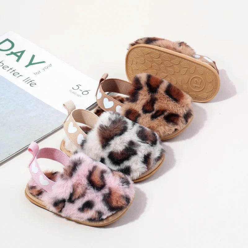 Winter Baby Plush Toe Soft Slippers Spring and Autumn Girls Boys Indoor Walking Shoes Fashion Leopard Point Toddler Infant Shoes Baby Boujee 