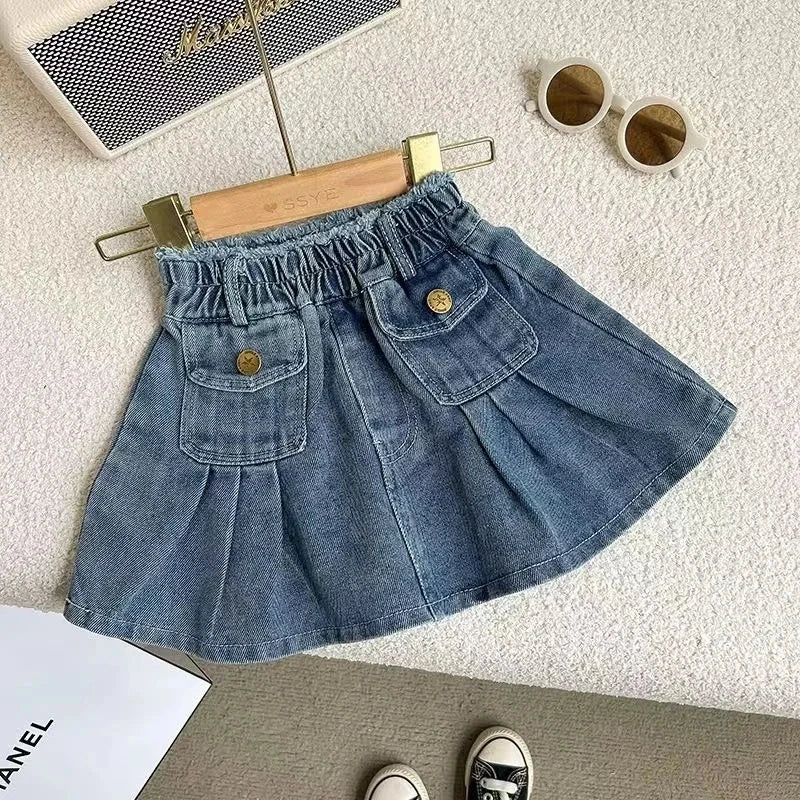 New Children's Denim Jacket Set Spring Denim Kids Jackets+Skirt Long Sleeve Girls Children Casual Costumes Autumn Girl Clothes Baby Boujee 