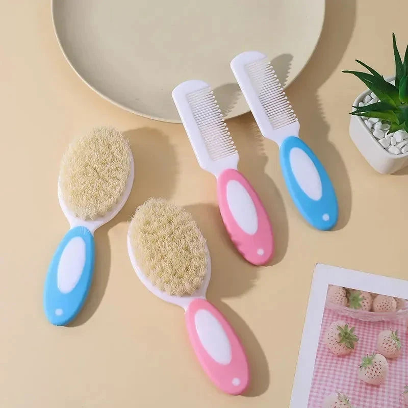 2PCS Baby Hair Brush Set for Newborn Toddlers Soft Bristles Cradle Cap Brush Gift Baby Care Accessories Infant Bathing Soft Comb Baby Boujee 