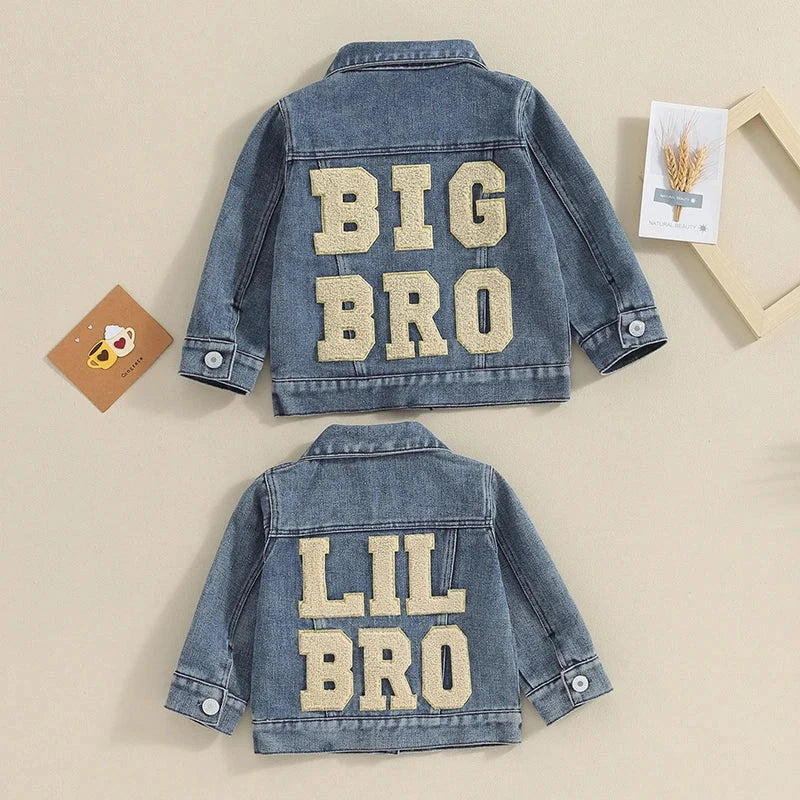 2023-11-17 Lioraitiin Toddler Baby Boys Denim Jacket Letter Embroidery Button-Down Jeans Jacket Turn-Down Collar Coat Outerwear Baby Boujee 