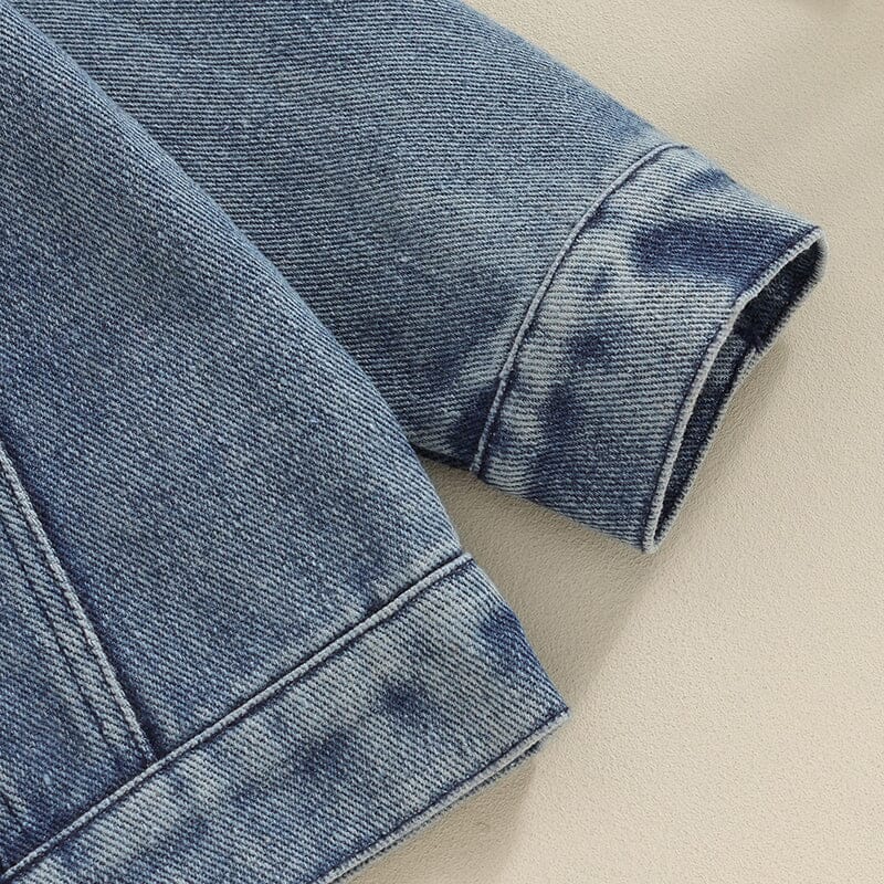 2023-11-17 Lioraitiin Toddler Baby Boys Denim Jacket Letter Embroidery Button-Down Jeans Jacket Turn-Down Collar Coat Outerwear Baby Boujee 