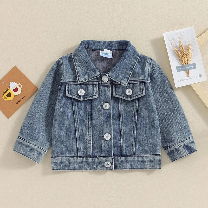 2023-11-17 Lioraitiin Toddler Baby Boys Denim Jacket Letter Embroidery Button-Down Jeans Jacket Turn-Down Collar Coat Outerwear Baby Boujee 