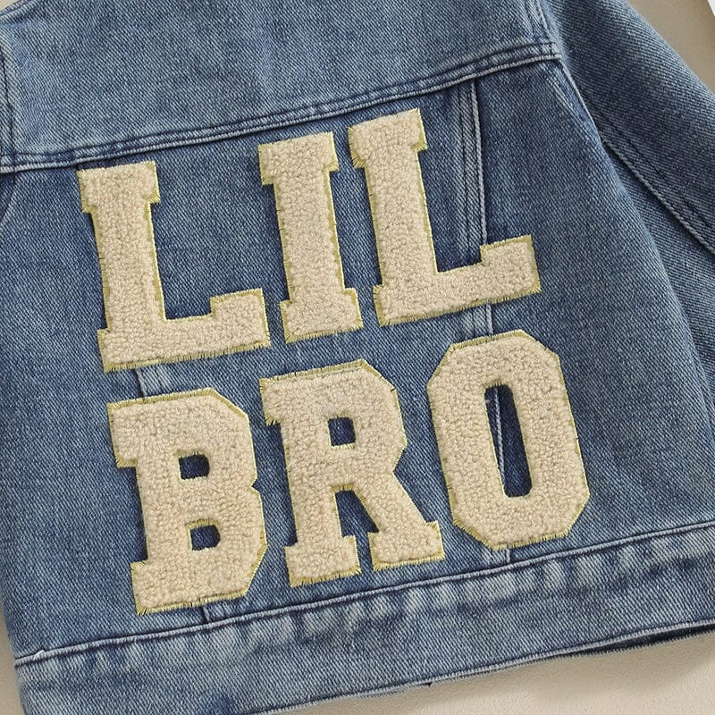 2023-11-17 Lioraitiin Toddler Baby Boys Denim Jacket Letter Embroidery Button-Down Jeans Jacket Turn-Down Collar Coat Outerwear Baby Boujee 