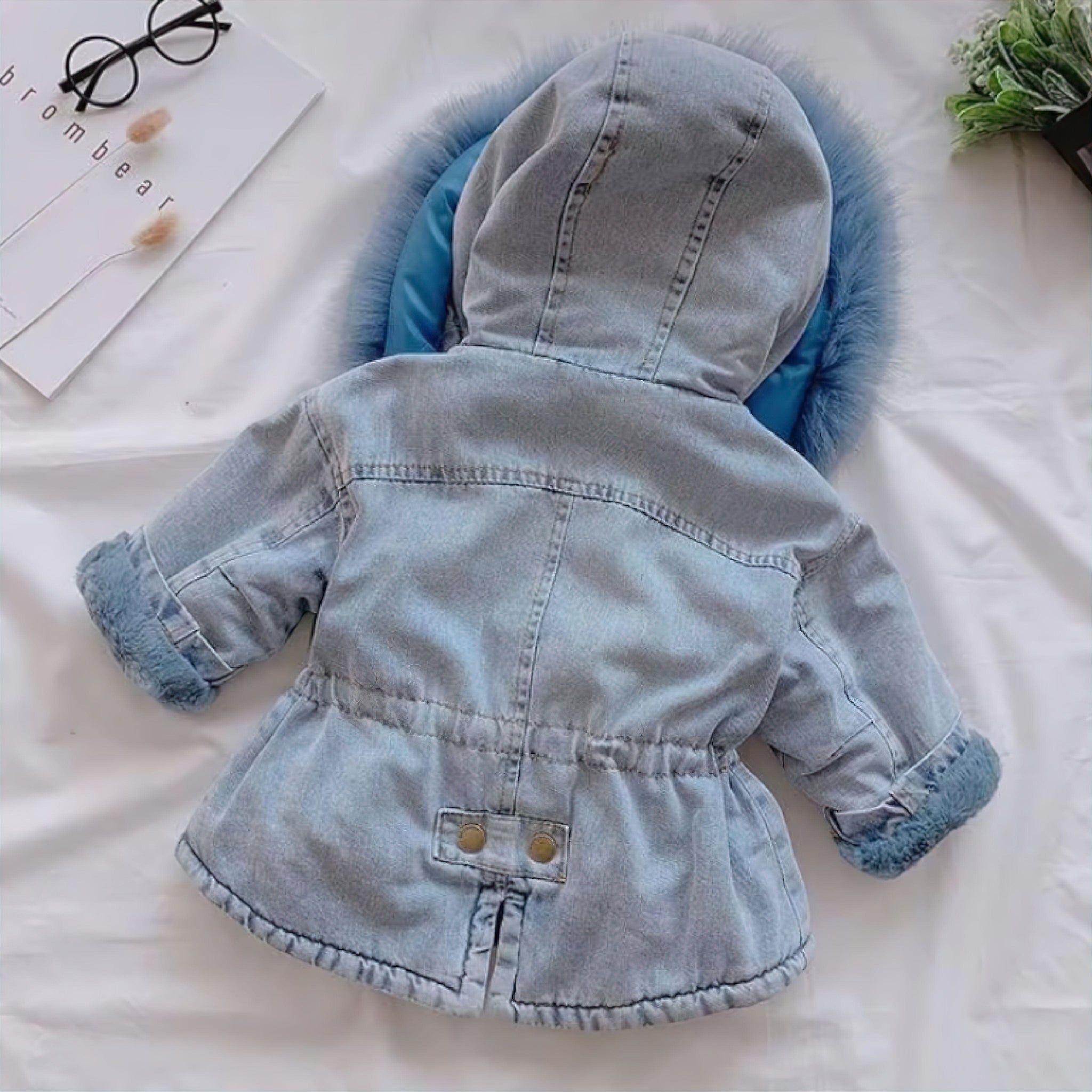 Fuzzy Denim Jacket Baby Boujee 
