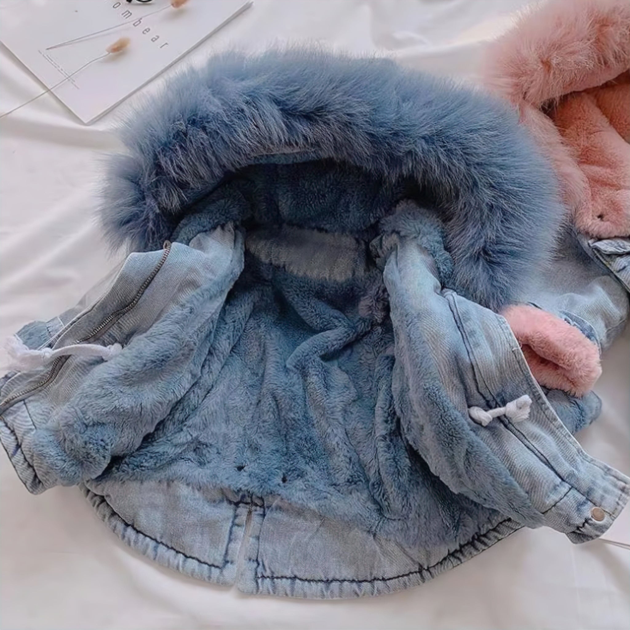 Fuzzy Denim Jacket Baby Boujee 