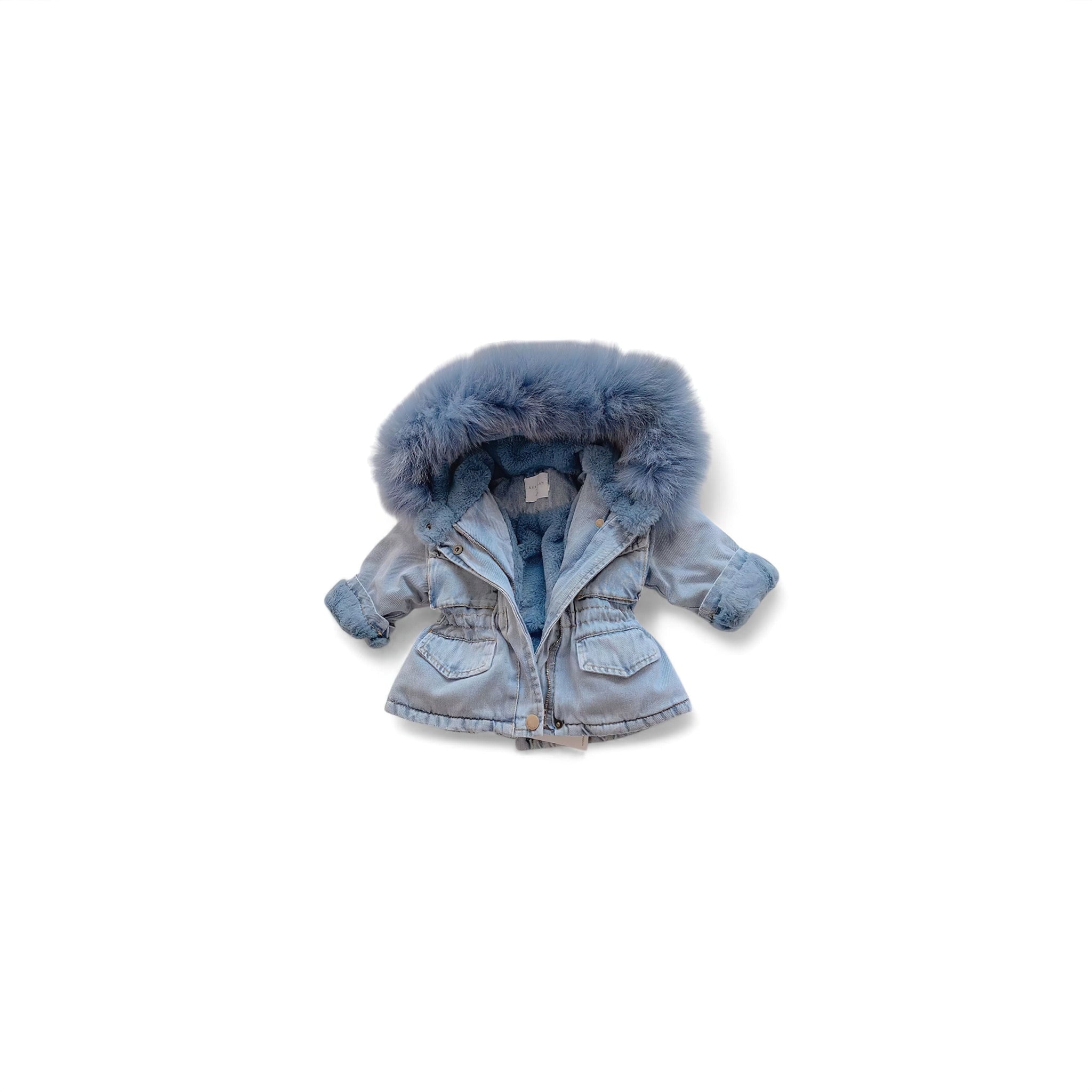 Fuzzy Denim Jacket Baby Boujee Blue 12-24M 