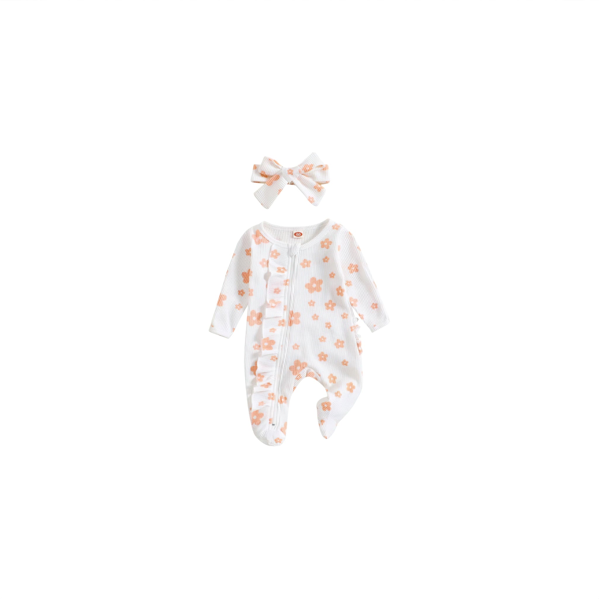 Peachy Petals Romper Baby Boujee White 0-3M 