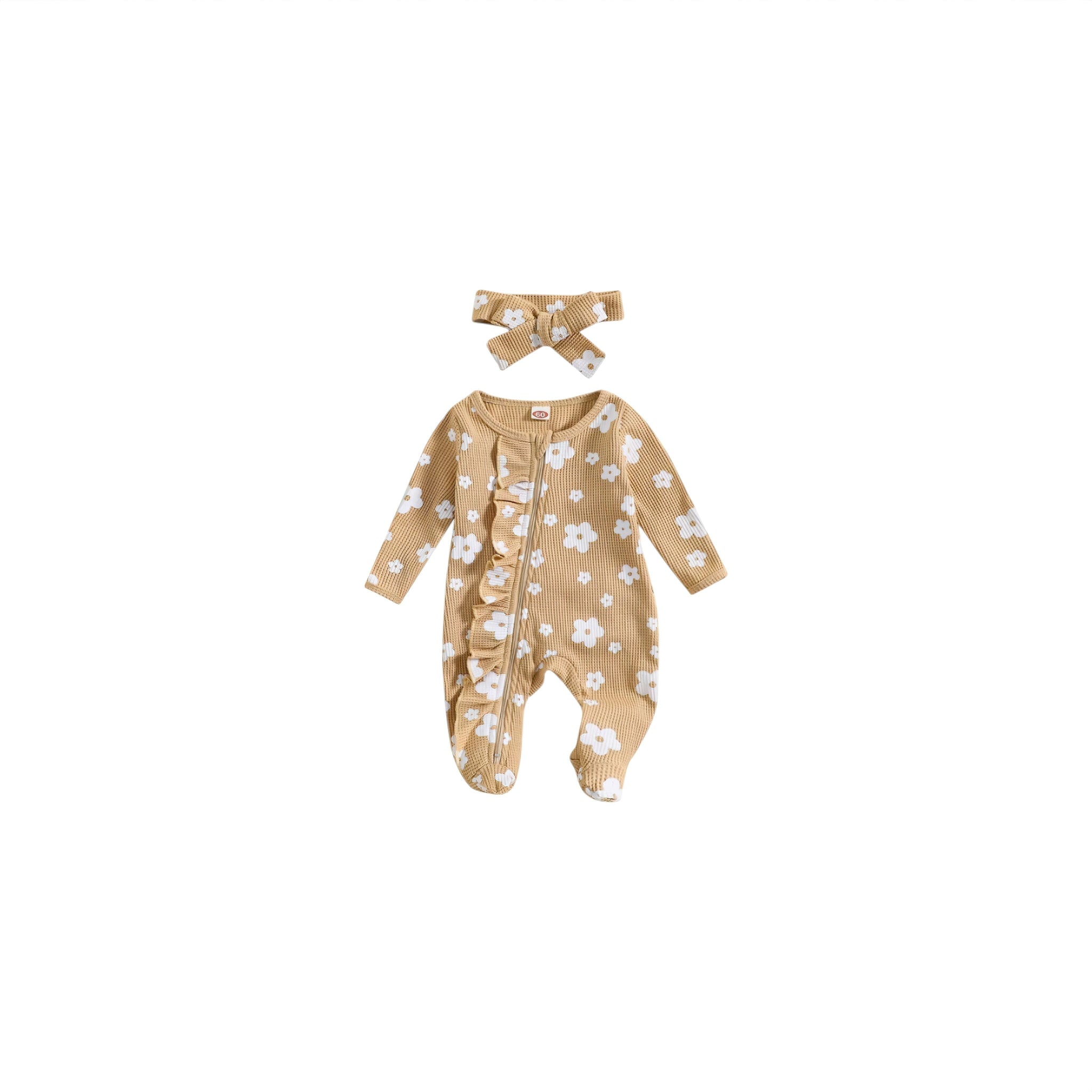Peachy Petals Romper Baby Boujee Khaki 0-3M 
