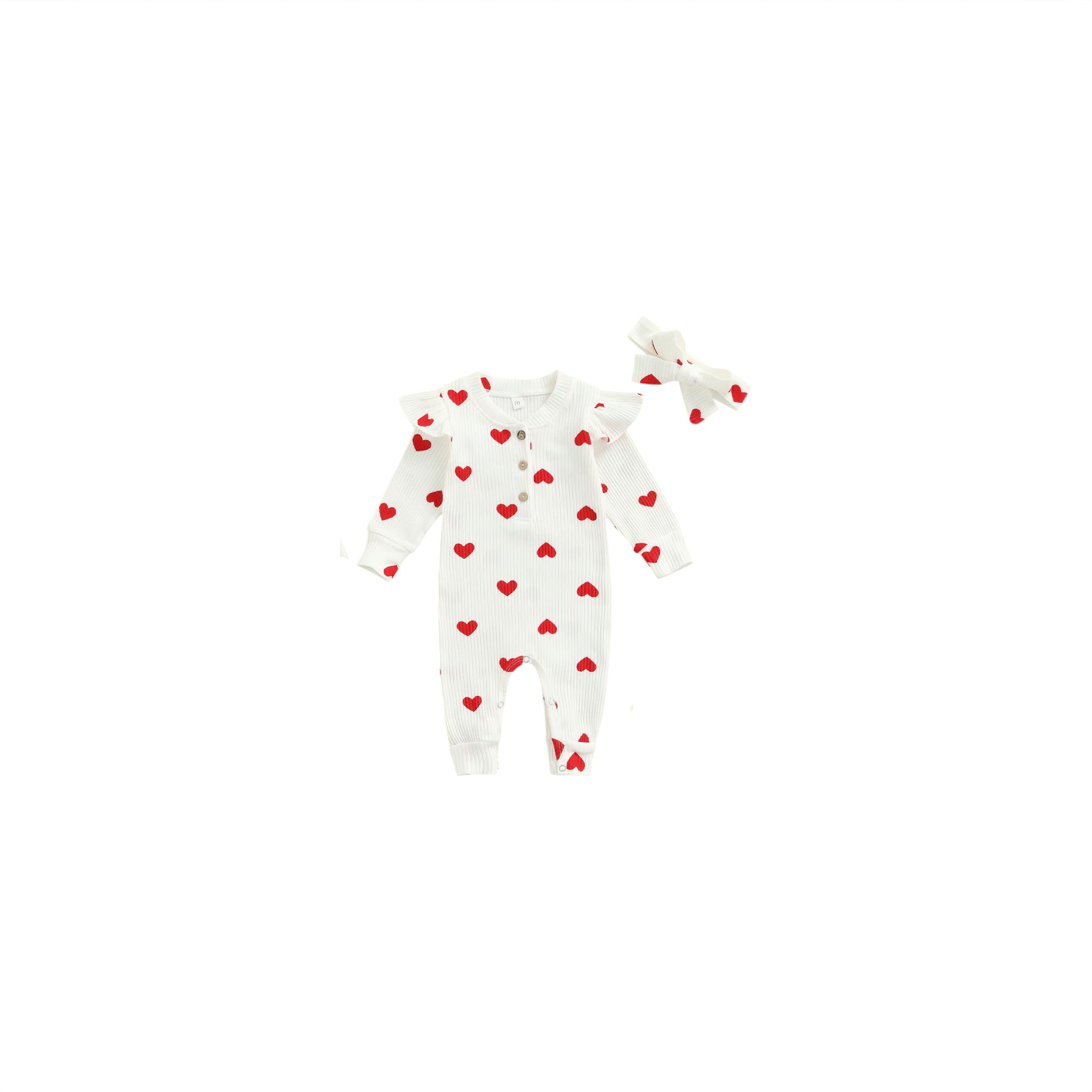 Sweet Heart Romper Baby Boujee White 0-3M 