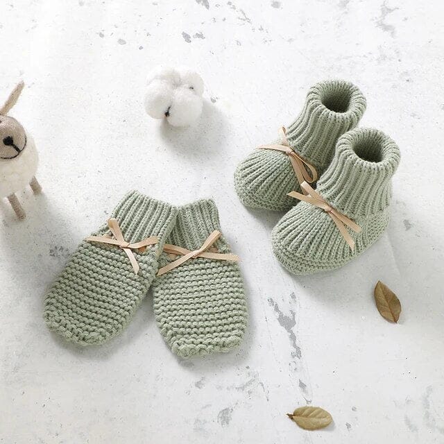Tiny Steps Knitwear Set Shoes + Socks Baby Boujee Light Green 3M 