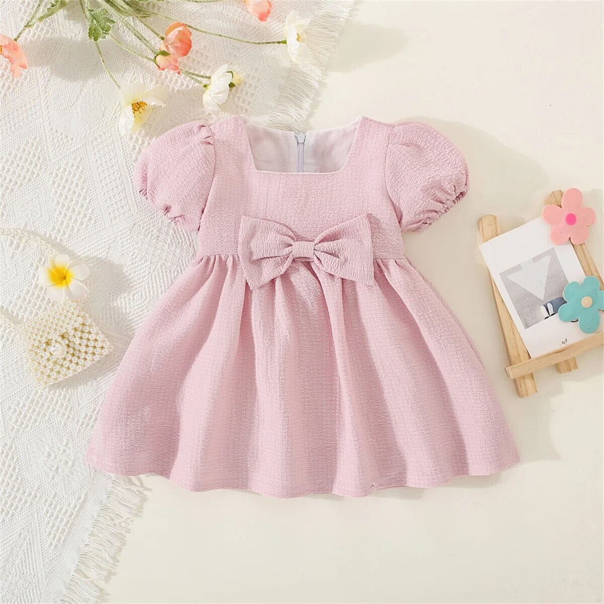 Sunshine Bow Dress Girls Clothing Baby Boujee Pink 12M 