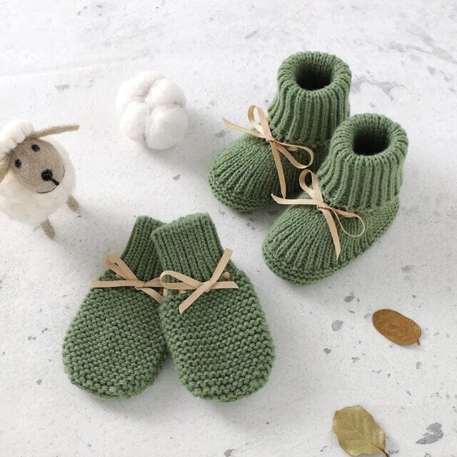 Tiny Steps Knitwear Set Shoes + Socks Baby Boujee Green 3M 