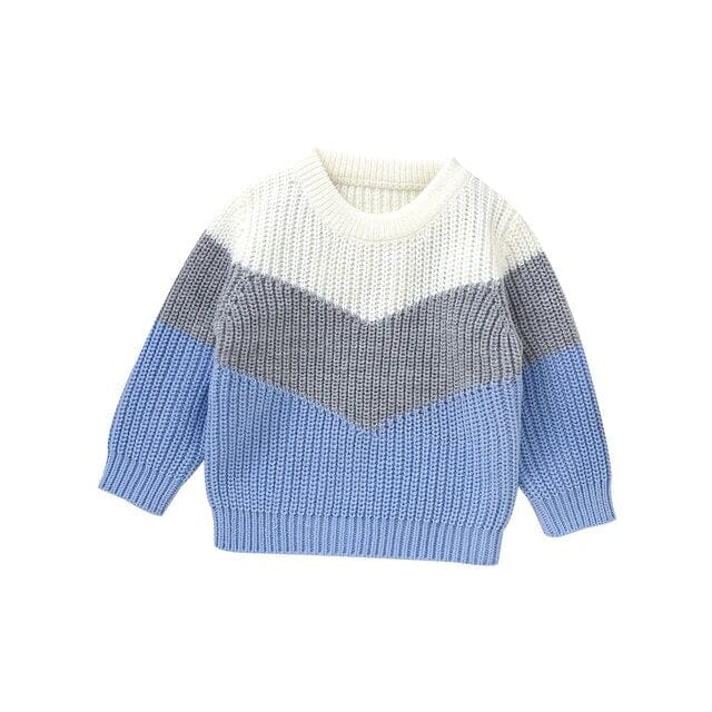 Cozy Patchwork Toddler Sweaters Unisex Clothing Baby Boujee Blue 6M 