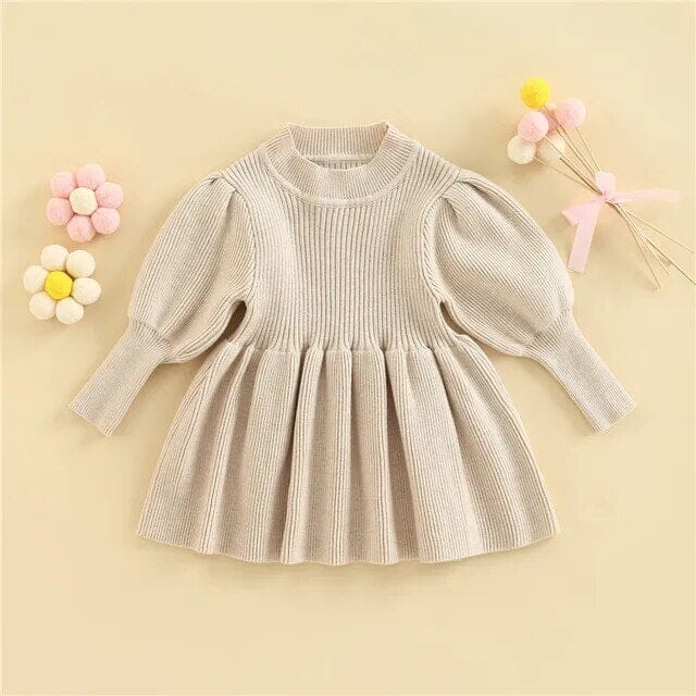Knit Sweater Dress Girls Clothing Baby Boujee Beige 6M 